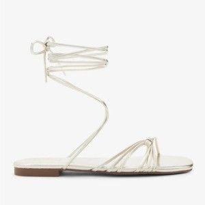 NWT Express Strappy Tie-Up Sandals in Metallic Gold - Size 7